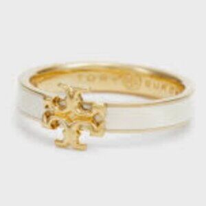 Beautiful Tory Burch White and Gold Kira Ring - size 6